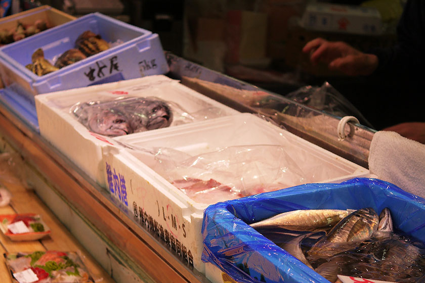 市場から仕入れた鮮魚